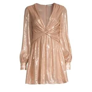 NWT Ramy Brooke Metallic Elise Mini Long Sleeve Dress Size 2